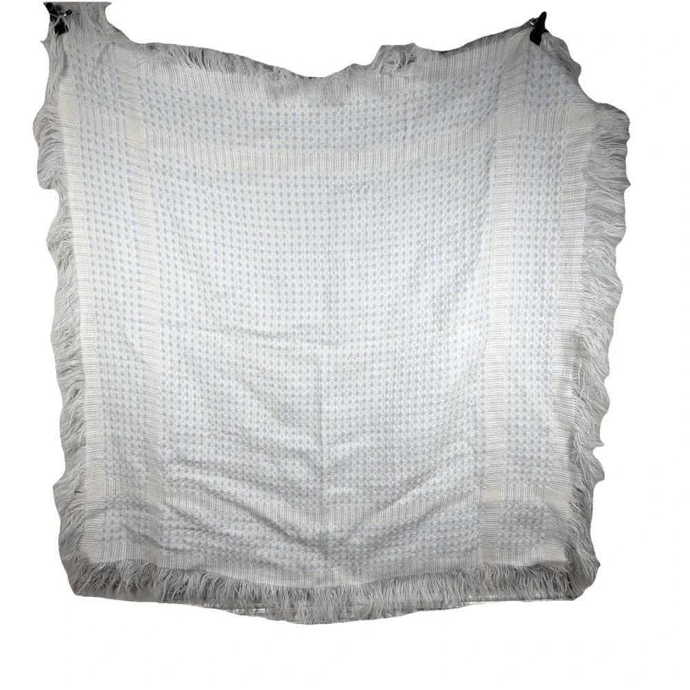 Vintage Waffle Weave Blue White Blanket Baby Double Sided Soft Crib Warm Gift‎